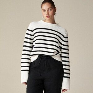 J. Crew Heritage Cotton Rollneck Sweater in Stripe Size XS